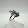 Huge Unusual Enamelled Blue Flower Pansy CZ Cocktail Ring Size L - M 6g