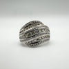 2ct CZ Multi Row Wave Ring in Sterling Silver 925 Size L - M Heavy 6g