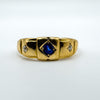 Antique 8ct Gold Diamond & Sapphire Trilogy Ring Size N - O *