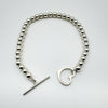 Beaded Ball Heart Toggle & T-Bar Bracelet in Sterling Silver 925