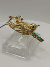 Vintage / Antique 14ct Gold Swallow Gem Set Brooch Turquoise Heavy 7g