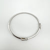 0.30ct Black & White Natural Diamond Heart Bangle Bracelet Sterling Silver 925