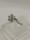 Sterling Silver Flower CZ Engagement / Stacking Ring Size L - M 925 *