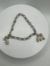 Vintage Sterling Silver Charm Bracelet With Twisted Rope Links & 2x Charms *