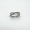 Black CZ Cross Over Band in Sterling Silver Ring Size Q - R