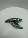 Large Vintage Sterling Silver Abalone Shell Brooch 925 *