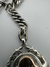 Antique 1920 Albert Chain & 9ct Rose Gold Medal Fob Sterling Silver Heavy 49g *