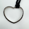 Large Black CZ Open Heart Pendant Sterling Silver 925 & Black Suede 16” Necklace