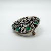 Antique Natural Emerald & Rose Cut Diamond Brooch in Gold / Silver 7g