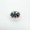 Antique 18ct Gold  1.80ct Trilogy Sapphire & Rose Cut Diamond Ring Size R - S