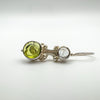 Vintage Peridot Grey Rutile Quartz Shepherds Hook Drop Earrings Sterling Silver