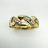 2x Diamond Set Criss Cross Gold Plated Ring Size O - P