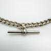 Vintage 18” Curb Chain & T-Bar Pendant - Double Dog Clip Sterling Silver 925 21g