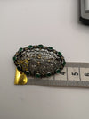 Antique Natural Emerald & Rose Cut Diamond Brooch in Gold / Silver 7g