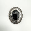 Large Vintage Oval Black Onyx Brooch in Sterling Silver 925