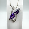 Large Sparkly Amethyst & CZ Pendant on 18” Necklace in Sterling Silver 925 *