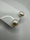 Large Sterling Silver 925 Pearl Stud Earrings *