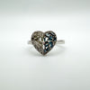 Diamond Heart Engagement Ring Blue & White Diamonds Sterling Silver 925 Size L M