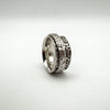 Wide Floral Engraved Spinning Fidget Ring in Sterling Silver 925 K - L by D’joy