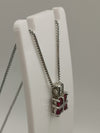 Ruby & CZ Cross Pendant & Chain on Sterling Silver 925 with 18" Necklace *