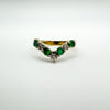 9ct Gold Emerald & Diamond Wishbone V Shaped Wedding Eternity Stacking Ring N O