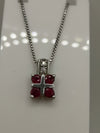 Ruby & CZ Cross Pendant & Chain on Sterling Silver 925 with 18" Necklace *