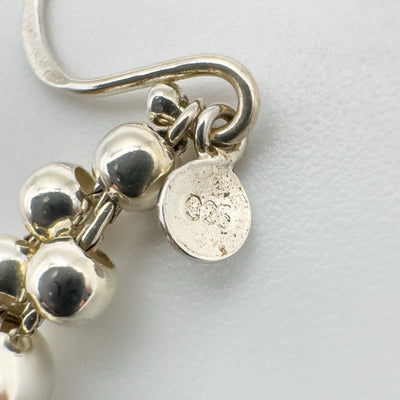 Beaded Ball Drop Earrings in Sterling Silver 925