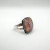 Unusual Large Purple Glass Colour Change Ring in Sterling Silver 925 Size N - O