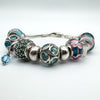 Blue / Green Italian Charm Bracelet in Sterling Silver 925 by Carlo Biagi 49g