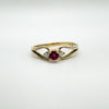 9ct Gold Ruby & CZ Ring Size M - N Engagement Stacking Ring