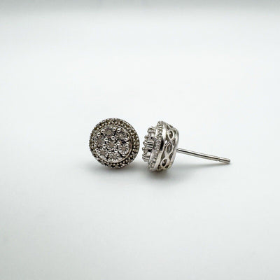 0.10ct Pave Diamond Stud Earrings in Sterling Silver 925 New in Box