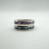 Chunky Double Row Full Eternity Ring in Sterling Silver with Topaz Amethyst 10g