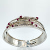 Ruby & Diamond Bangle Bracelet on Sterling Silver 925 Rhodium Plated Heavy 44g