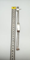 Unusual 3x Chain ID Bar Bracelet in Sterling Silver 925 Heavy 26g