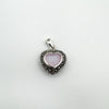 Small Marcasite Turquoise & Pink MOP Reversible Heart Pendant in Sterling Silver