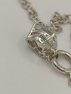 T-Bar Bracelet & Large CZ Heart Charm in Sterling Silver 925 7g *