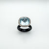 Huge 19.77ct Blue Topaz & Natural Diamond Onyx Cocktail Ring Size P - Q