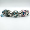 Blue / Green Italian Charm Bracelet in Sterling Silver 925 by Carlo Biagi 49g