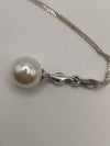 CZ & Pearl Pendant & 16" Necklace Sterling Silver 925 June Birthday Wedding