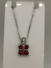 Ruby & CZ Cross Pendant & Chain on Sterling Silver 925 with 18" Necklace *