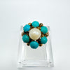 Antique 9ct Gold Pearl & Turquoise Ring Size L - M 3.5g