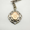 Antique 1920 Albert Chain & 9ct Rose Gold Medal Fob Sterling Silver Heavy 49g *