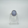 Large Blue Lilac Oval Cabochon Chalcedony Ring in Sterling Silver Size K - L *