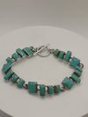 NEW Turquoise 7.5" Bracelet in Sterling Silver 925 Heavy 17g