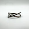 Black CZ Cross Over Band in Sterling Silver Ring Size Q - R