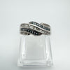 Blue & White Diamond Multi Row Ring in Sterling Silver 925 Q - R