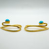 Antique 9ct Gold Turquoise Cufflinks or Collar Clips with Original Box