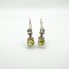 Vintage Peridot Grey Rutile Quartz Shepherds Hook Drop Earrings Sterling Silver