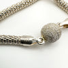 Unusual 17.5” Diamond Cut Magnetic Ball Clasp Snake Chain in Sterling Silver 925