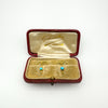 Antique 9ct Gold Turquoise Cufflinks or Collar Clips with Original Box